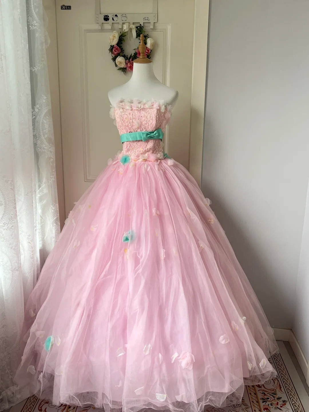 Sweet 16 Dress Ideas Ball Gown Strapless Pink With Flowers Ball Gown Sweet Sixteen 16th Birthday Dresses RC0776