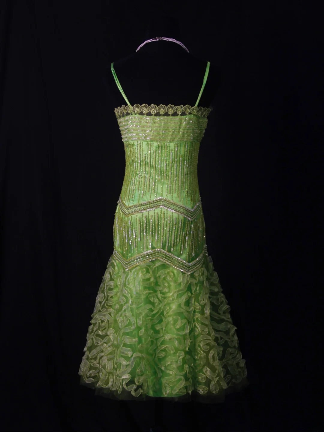 Vintage Mermaid Spaghetti Straps Green Tulle With Beads 18th Birthday Dress Homecoming Dresses Cocktail Gown AS460