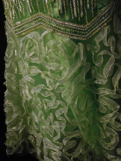 Vintage Mermaid Spaghetti Straps Green Tulle With Beads 18th Birthday Dress Homecoming Dresses Cocktail Gown AS460