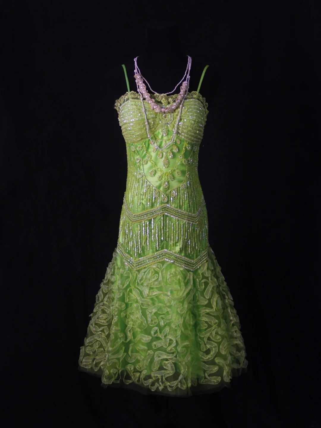Vintage Mermaid Spaghetti Straps Green Tulle With Beads 18th Birthday Dress Homecoming Dresses Cocktail Gown AS460