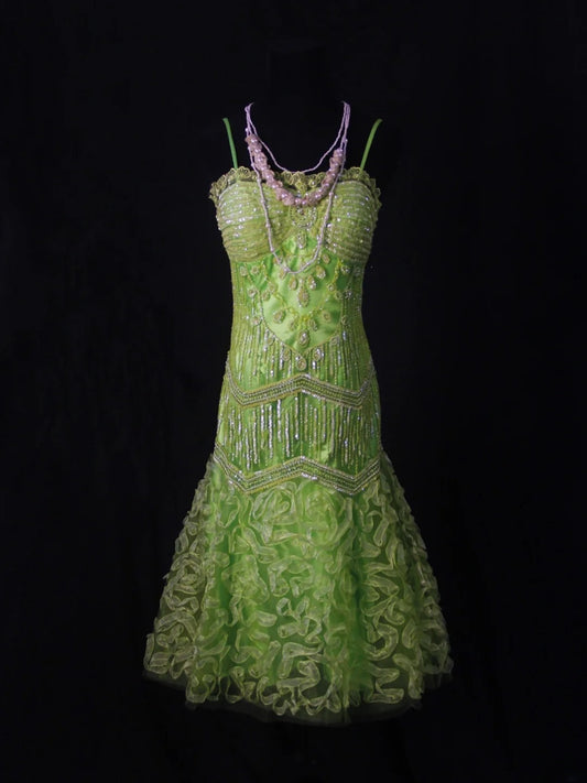 Vintage Mermaid Spaghetti Straps Green Tulle With Beads 18th Birthday Dress Homecoming Dresses Cocktail Gown AS460