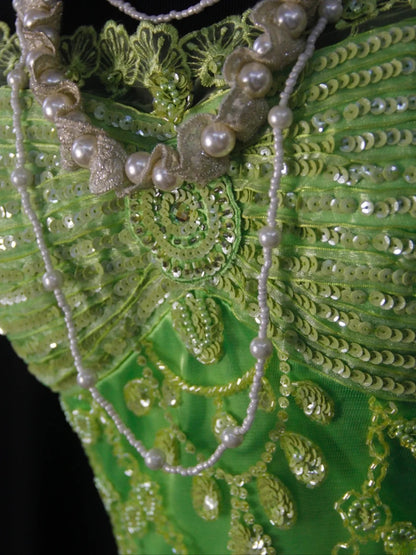Vintage Mermaid Spaghetti Straps Green Tulle With Beads 18th Birthday Dress Homecoming Dresses Cocktail Gown AS460