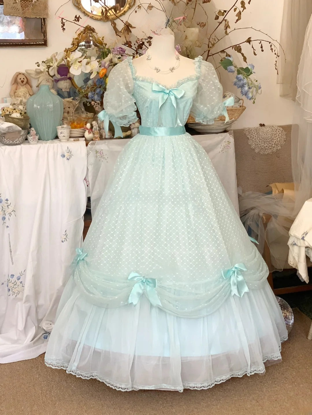 Sweet 16 Dress Ball Gown Sweetheart With Bow-knot Light Blue Vestido De 15 Sweet Sixteen Dress RB9567