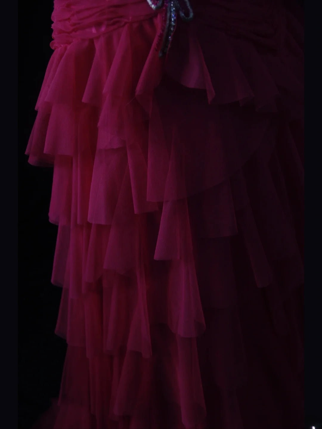 Vintage A Line Sweetheart Hot Pink Tulle 1950s With Ruffled Layered Bodice Long Prom Dresses Inspo 18th Birthday Outfit Formal Gown AS465