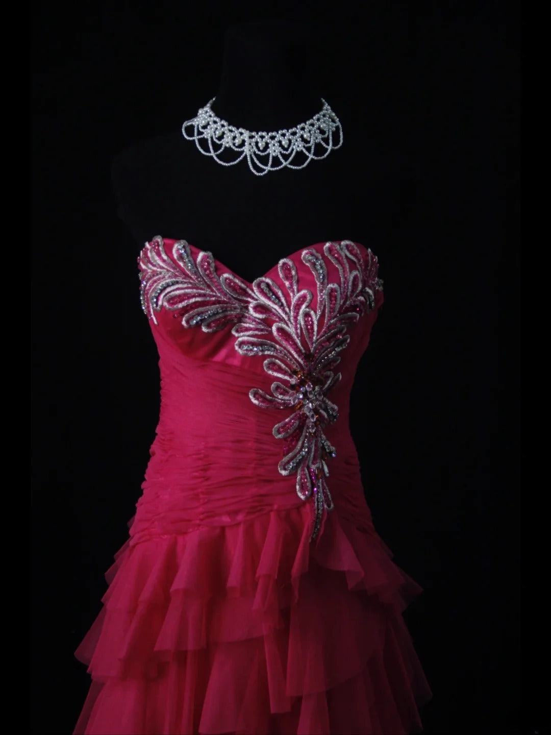 Vintage A Line Sweetheart Hot Pink Tulle 1950s With Ruffled Layered Bodice Long Prom Dresses Inspo 18th Birthday Outfit Formal Gown AS465