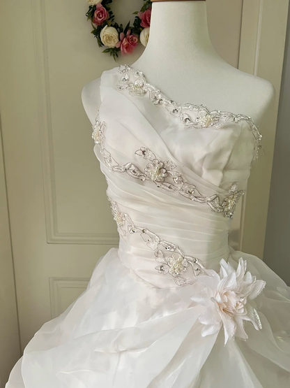 Sweet 16 Dress Ideas Ball Gown One Shoulder White With Tiered Lace Ball Gown Sweet Sixteen 16th Birthday Dresses RC0781