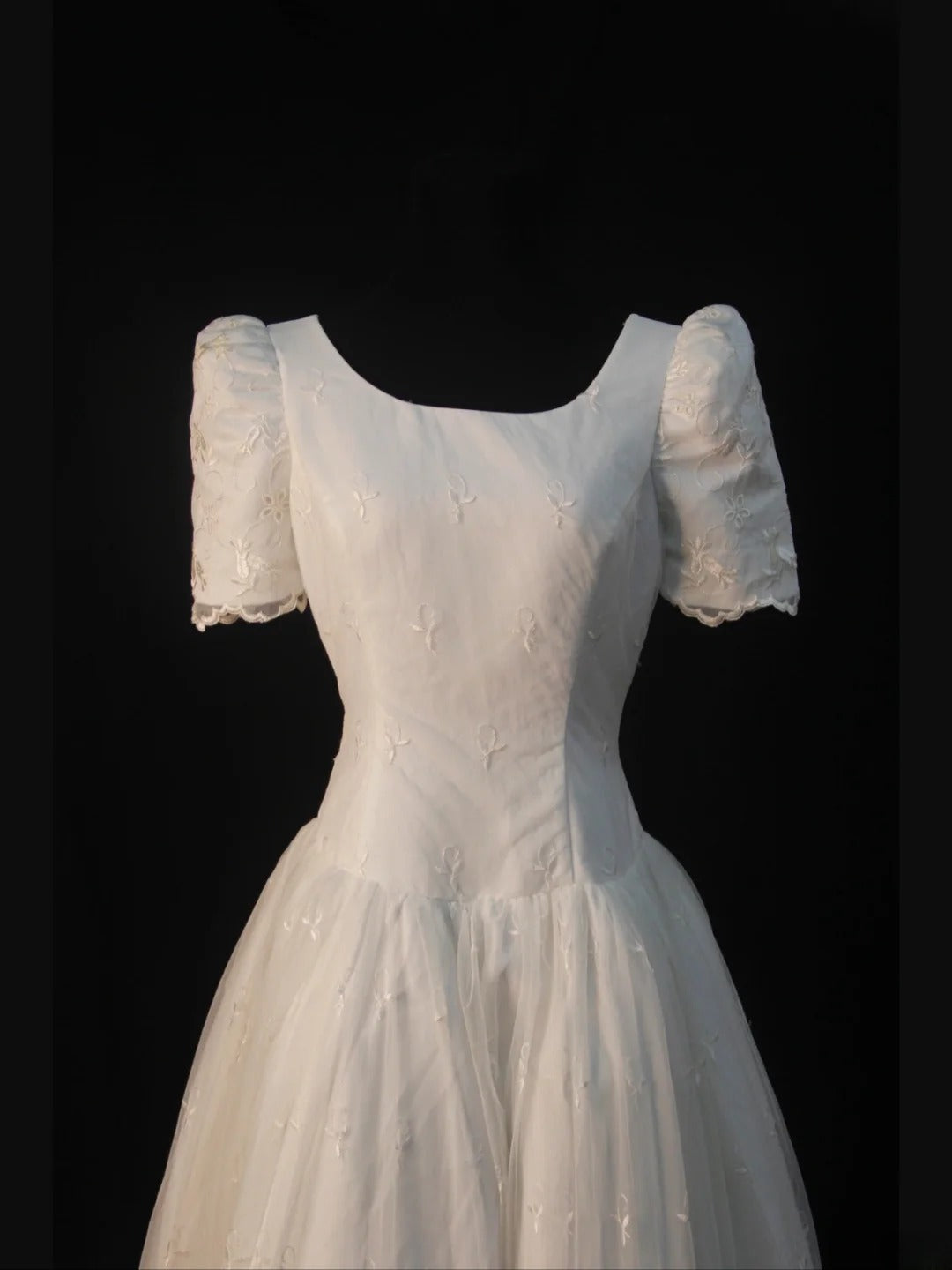 Retro 1950s Wedding Dresses for Bride Ball Gown Boat With Short Sleeves Tulle Petite/Plus Size Bridal Gowns for Summer Wedding AS466