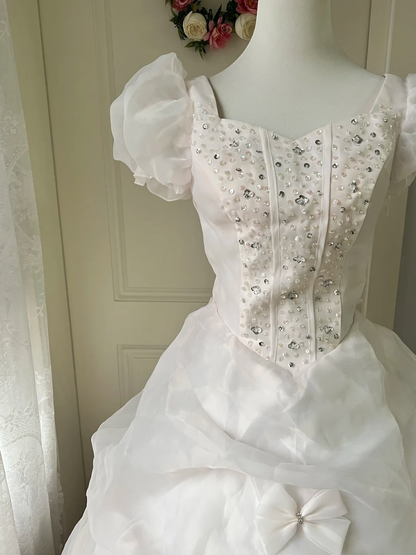 Sweet 16 Dress Ideas Ball Gown Short Sleeves White With Tiered Ball Gown Sweet Sixteen 16th Birthday Dresses RC0782