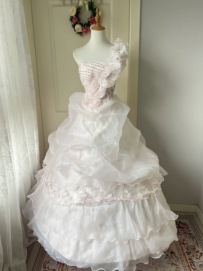 Sweet 16 Dress Ideas Ball Gown One Shoulder Light Pink With Tiered Ball Gown Sweet Sixteen 16th Birthday Dresses RC0783