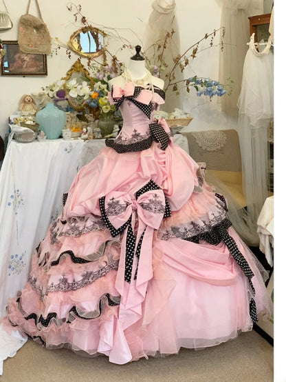 Sweet 16 Dress Ball Gown Strapless Pink With Tiered Layers Vestido De 15 Sweet Sixteen Dress RB9572