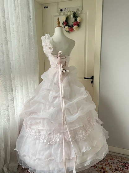 Sweet 16 Dress Ideas Ball Gown One Shoulder Light Pink With Tiered Ball Gown Sweet Sixteen 16th Birthday Dresses RC0783