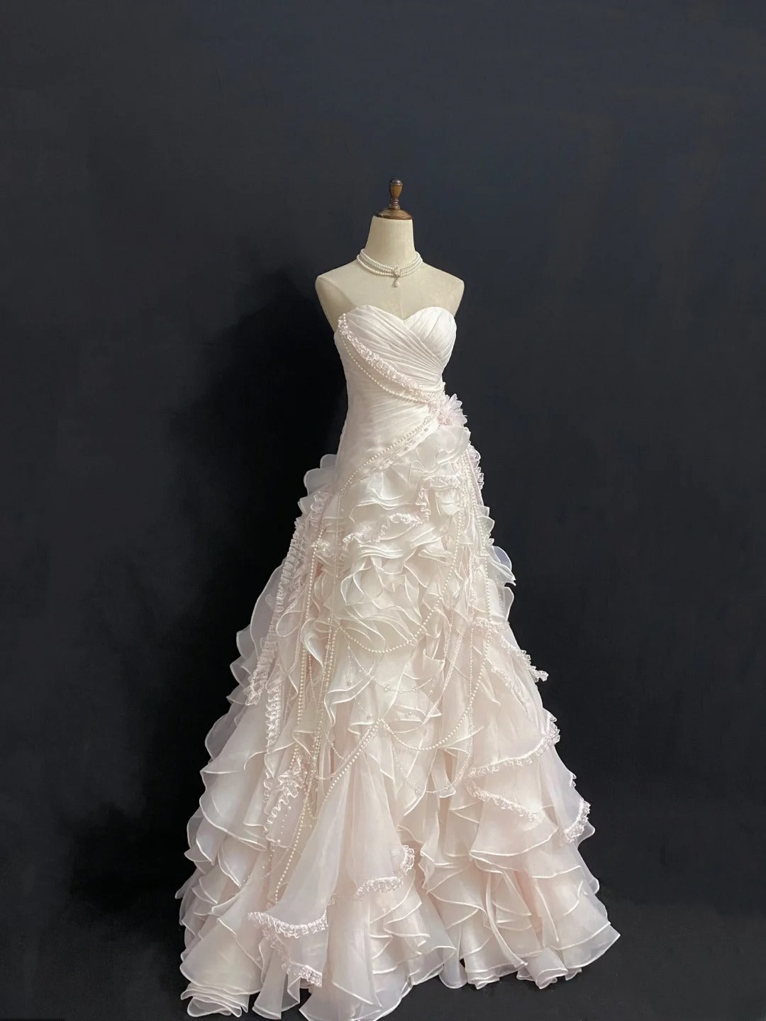 Vintage 90s Mermaid Sweetheart Chiffon With Tiered Layers Pink Lace Prom Dresses Formal Outfit Evening Night Dress RB7925