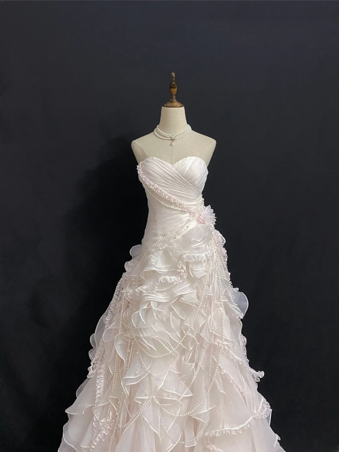 Vintage 90s Mermaid Sweetheart Chiffon With Tiered Layers Pink Lace Long Prom Dresses Formal Outfit Evening Night Dress RB7926