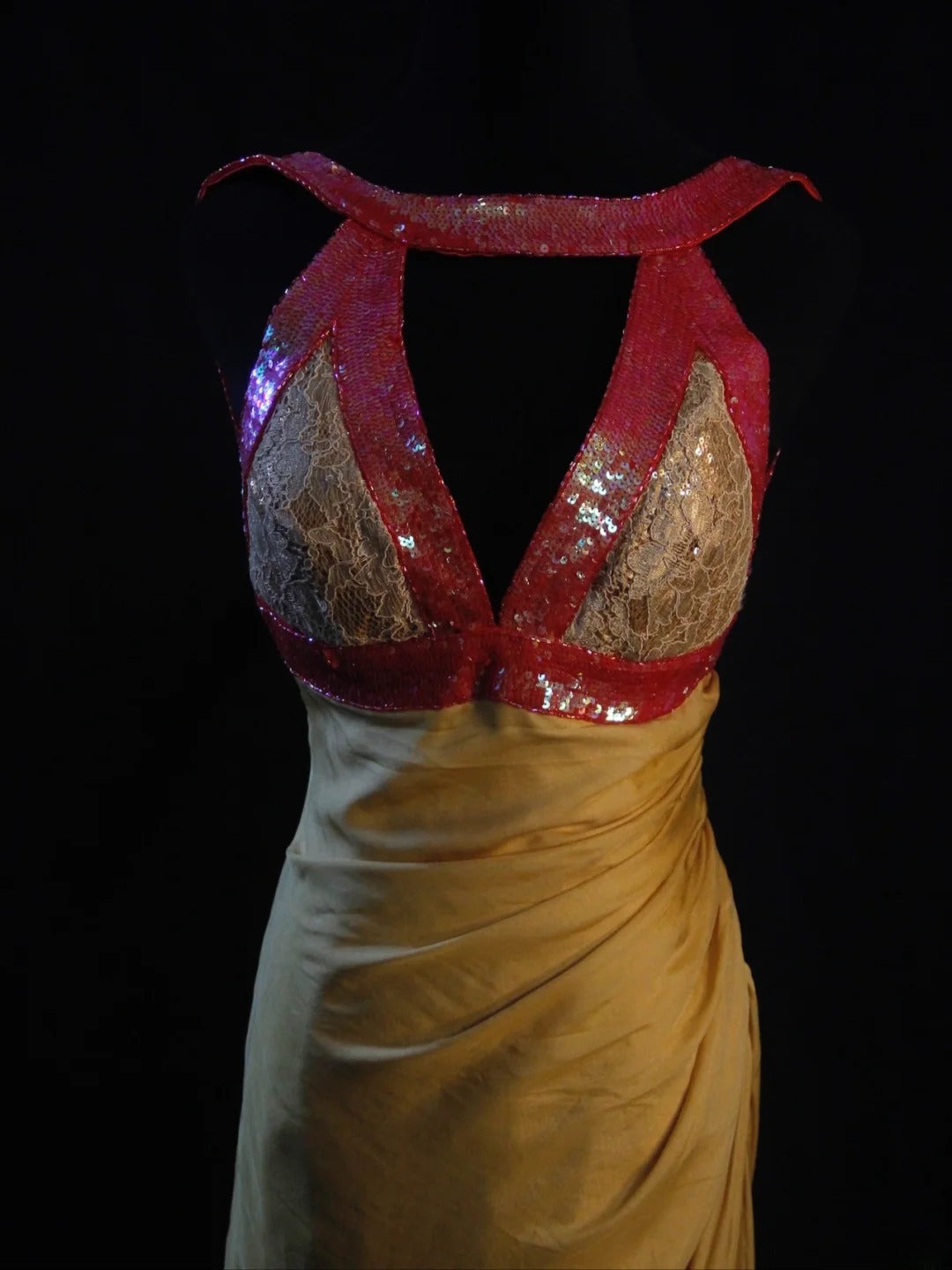 Vintage Mermaid V Neck Gold Sequins Chiffon 1950s With Ruffled Bodice Long Prom Dresses Inspo 18th Birthday Outfit Formal Gown AS469