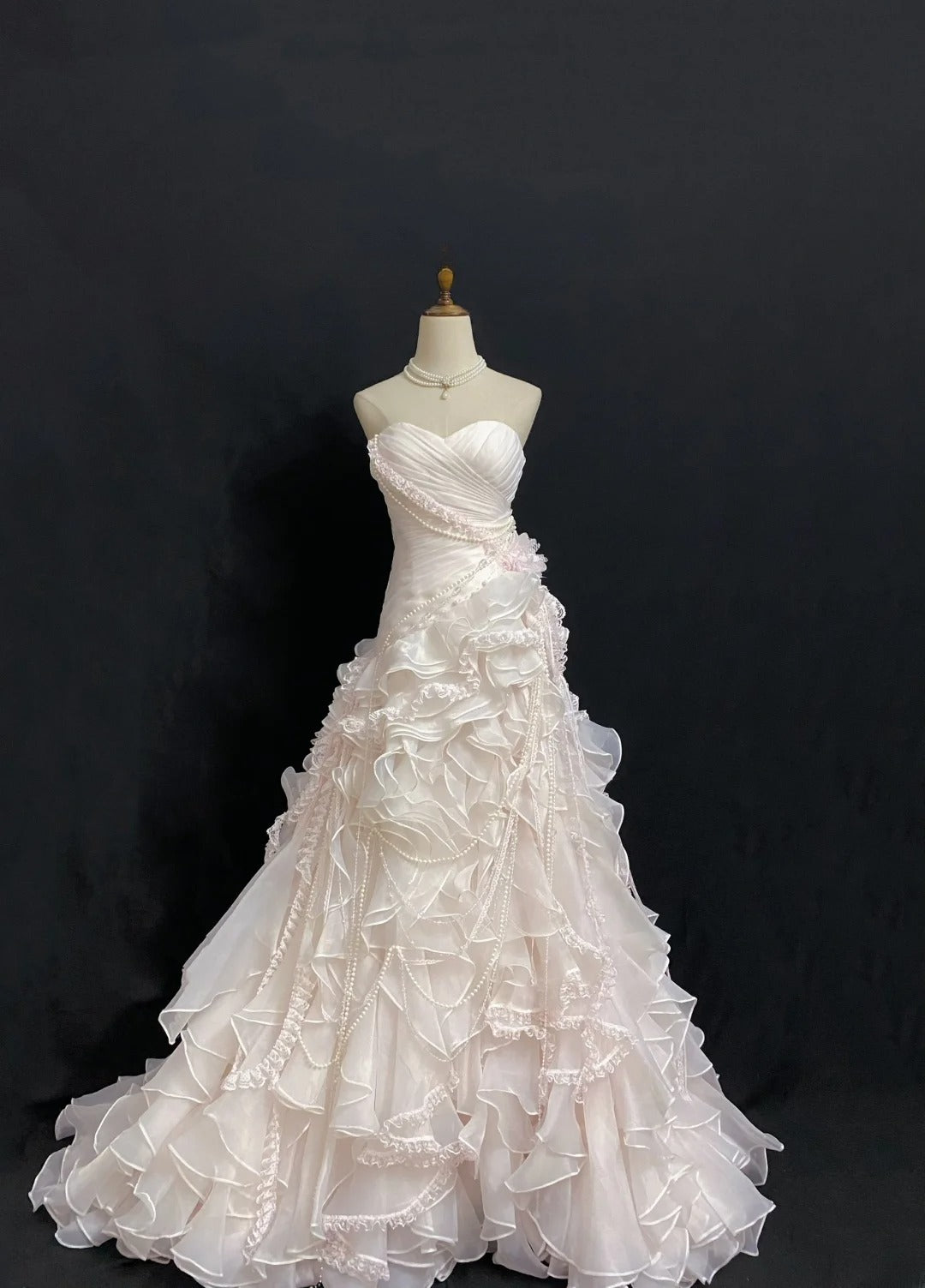 Vintage 90s Mermaid Sweetheart Chiffon With Tiered Layers Pink Lace Prom Dresses Formal Outfit Evening Night Dress RB7925