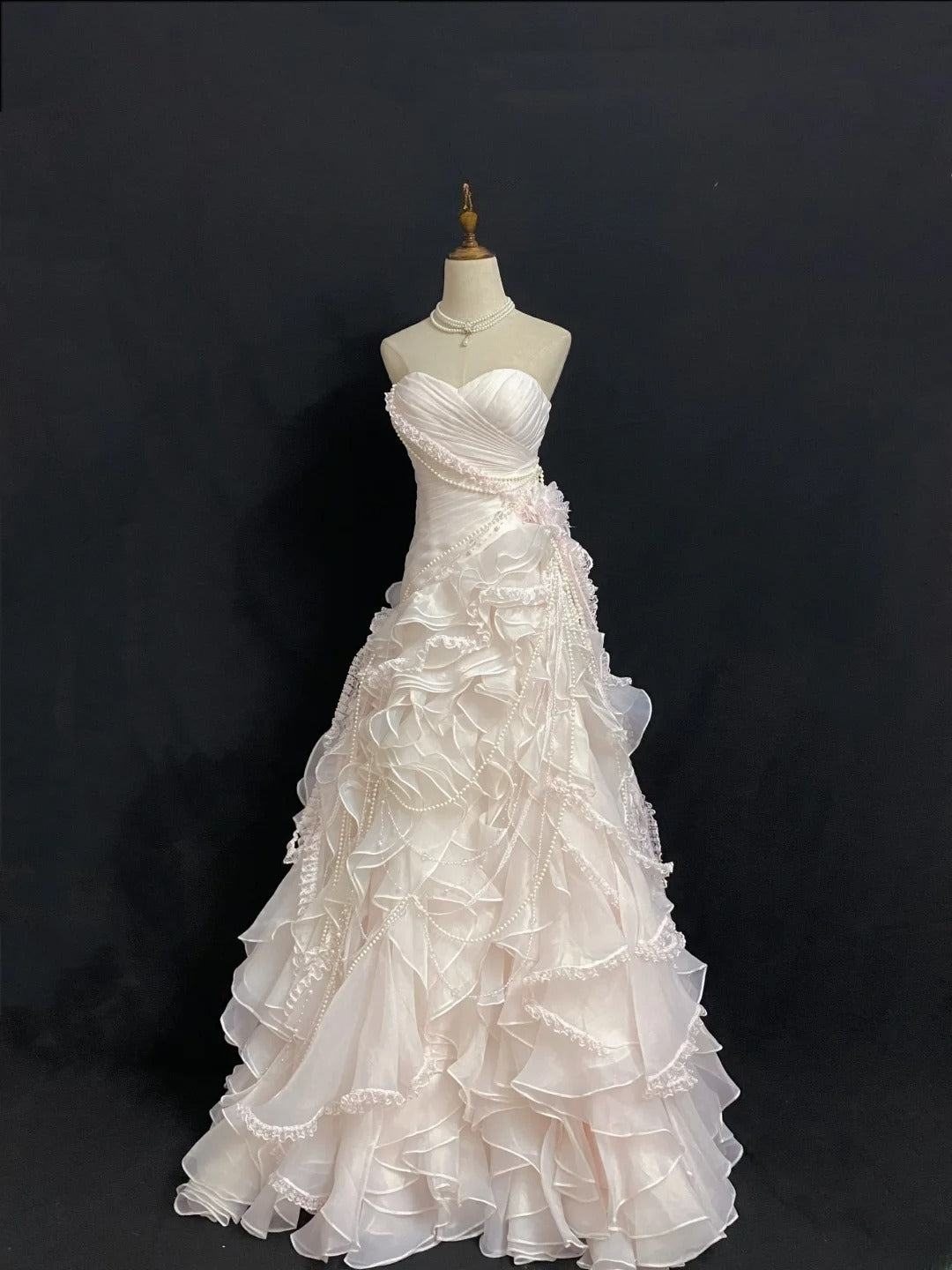 Vintage 90s Mermaid Sweetheart Chiffon With Tiered Layers Pink Lace Prom Dresses Formal Outfit Evening Night Dress RB7925
