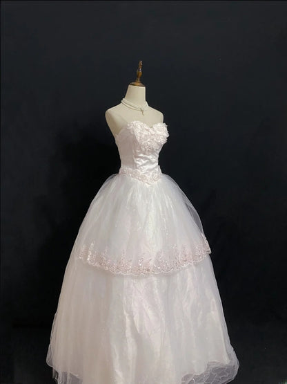 Princesses Ball Gown Sweetheart Tulle Long With Appliqued Lace Quince Dress inspo Quinceanera Dresses Formal 16th Birthday Outfit RB7930