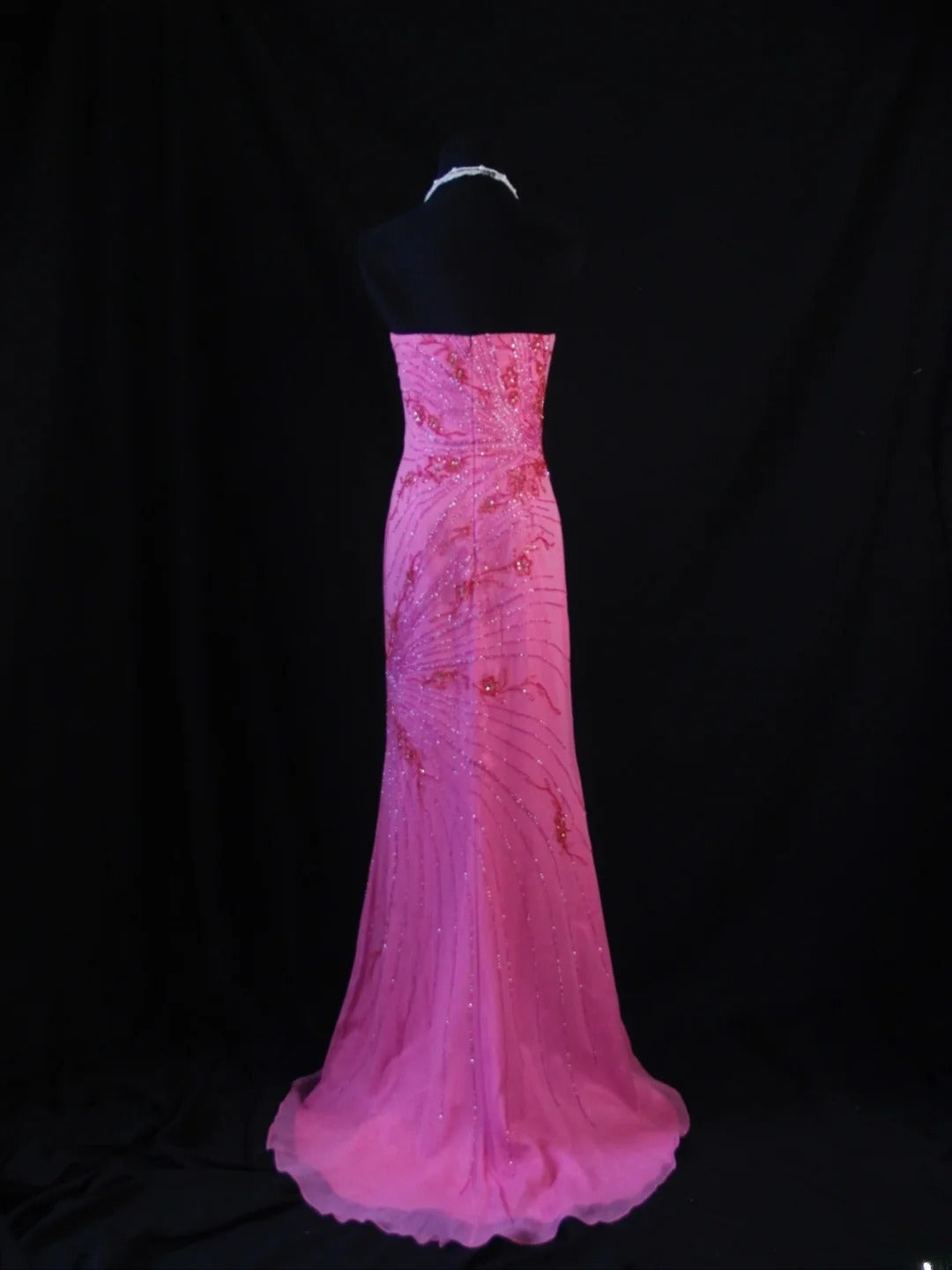 Retro 80s Mermaid Strapless Hot Pink Chiffon With Beadings Long Prom Dresses Inspo 22th Birthday Outfit Formal Dress AS474