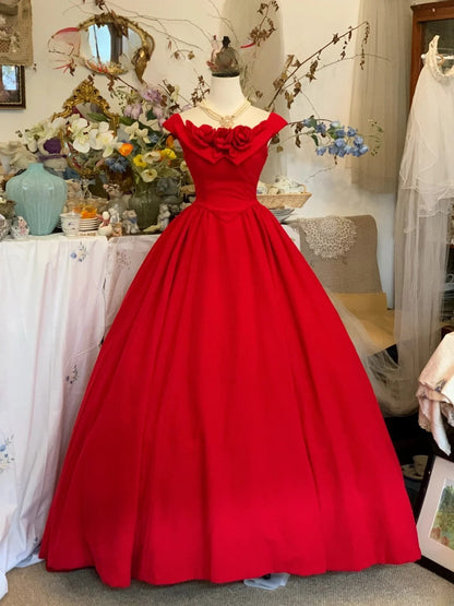 Sweet 16 Dress Ball Gown Scoop Red With Flowers Vestido De 15 Sweet Sixteen Dress RB9576