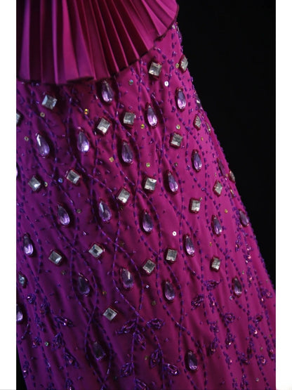 Vintage Mermaid Spaghetti Straps Fuchsia Chiffon 90s With Beadings Prom Max Dresses Inspo 19th Birthday Outfit Formal Dress For Women AS475