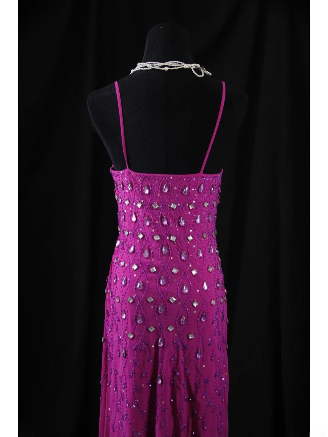 Vintage Mermaid Spaghetti Straps Fuchsia Chiffon 90s With Beadings Prom Max Dresses Inspo 19th Birthday Outfit Formal Dress For Women AS475