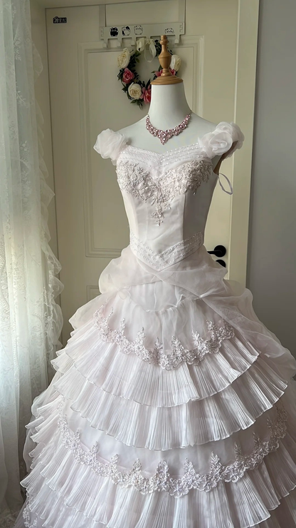 Sweet 16 Dress Ideas Ball Gown Off Shoulder Light Pink With Tiered Layers Ball Gown Sweet Sixteen 16th Birthday Dresses RC0790