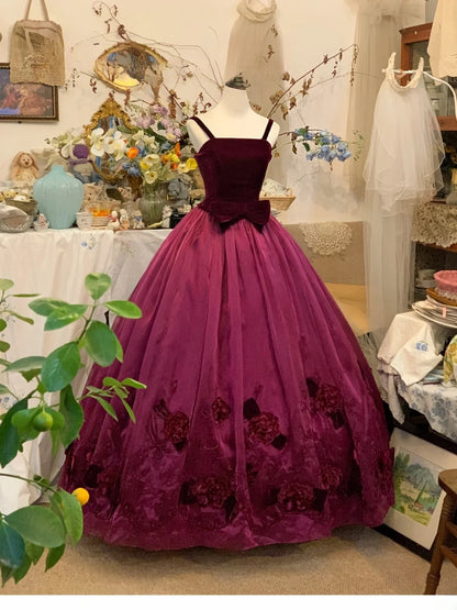 Sweet 16 Dress Ball Gown Spaghetti Straps Tulle Velvet Vestido De 15 Sweet Sixteen Dress RB9577