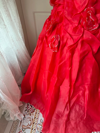 Sweet 16 Dress Ideas Ball Gown Strapless Red With Beading Ruffles Ball Gown Sweet Sixteen 16th Birthday Dresses RC0791