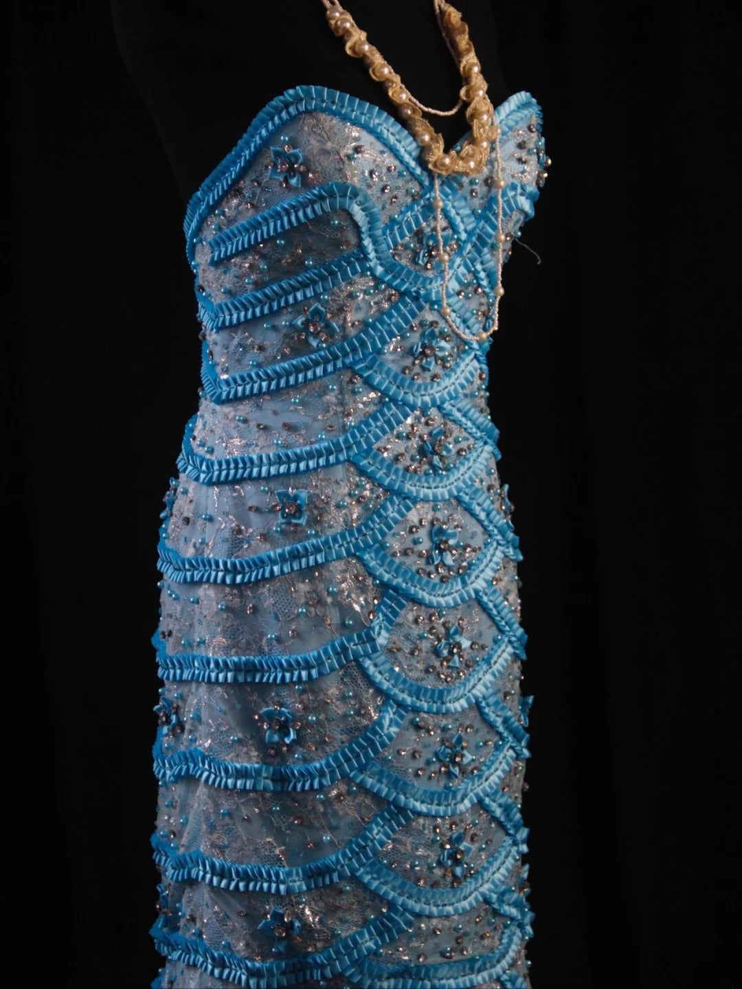 Vintage Mermaid Sweetheart Blue Lace 90s With Beadings Prom Max Dresses Inspo 19th Birthday Outfit Formal Dress For Women AS478