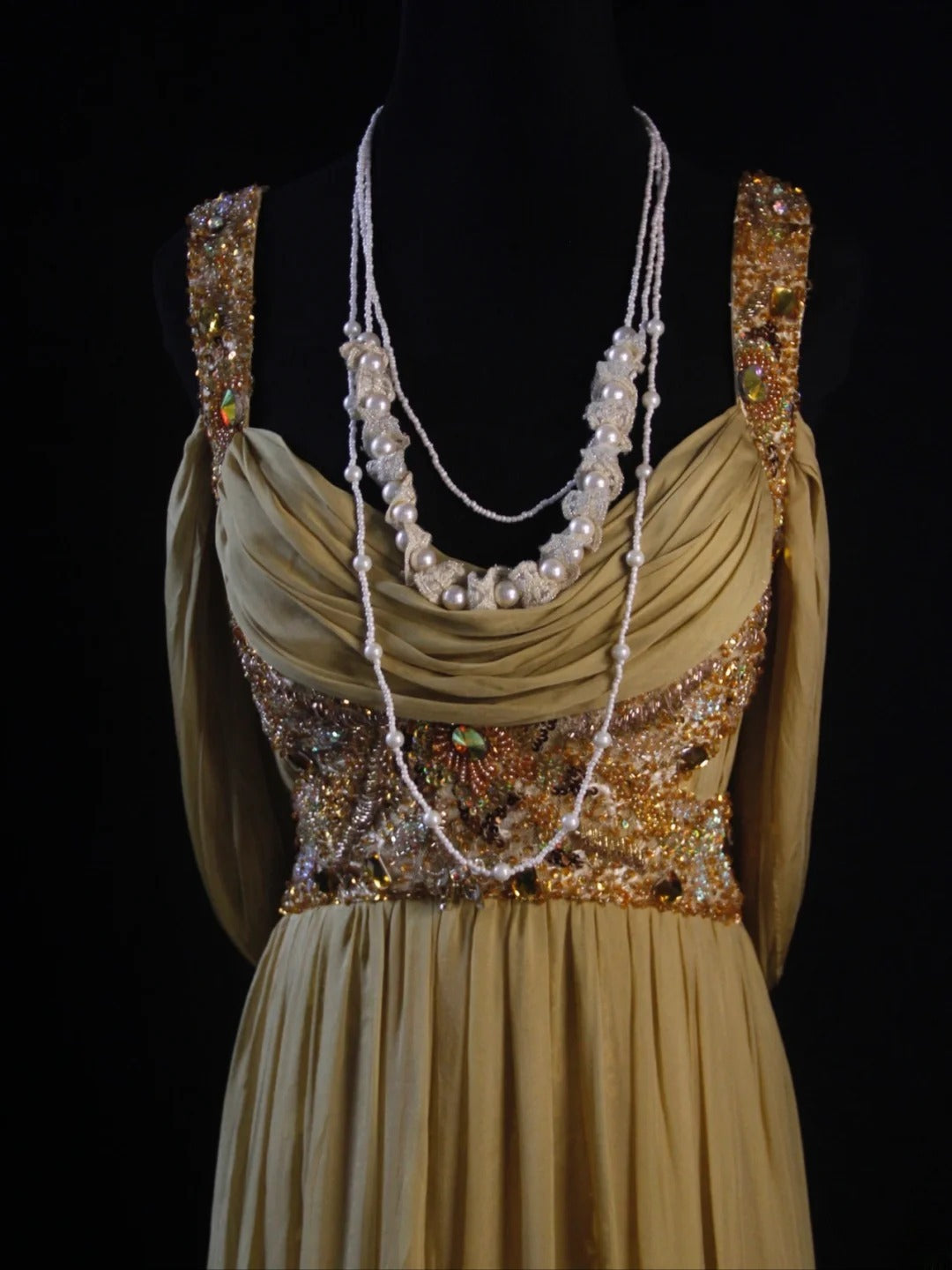 Vintage A line Cowl Neck Chiffon 80s With Beadings Bodice Long Prom Dresses Inspo Birthday Outfit Formal Dress For Women AS479