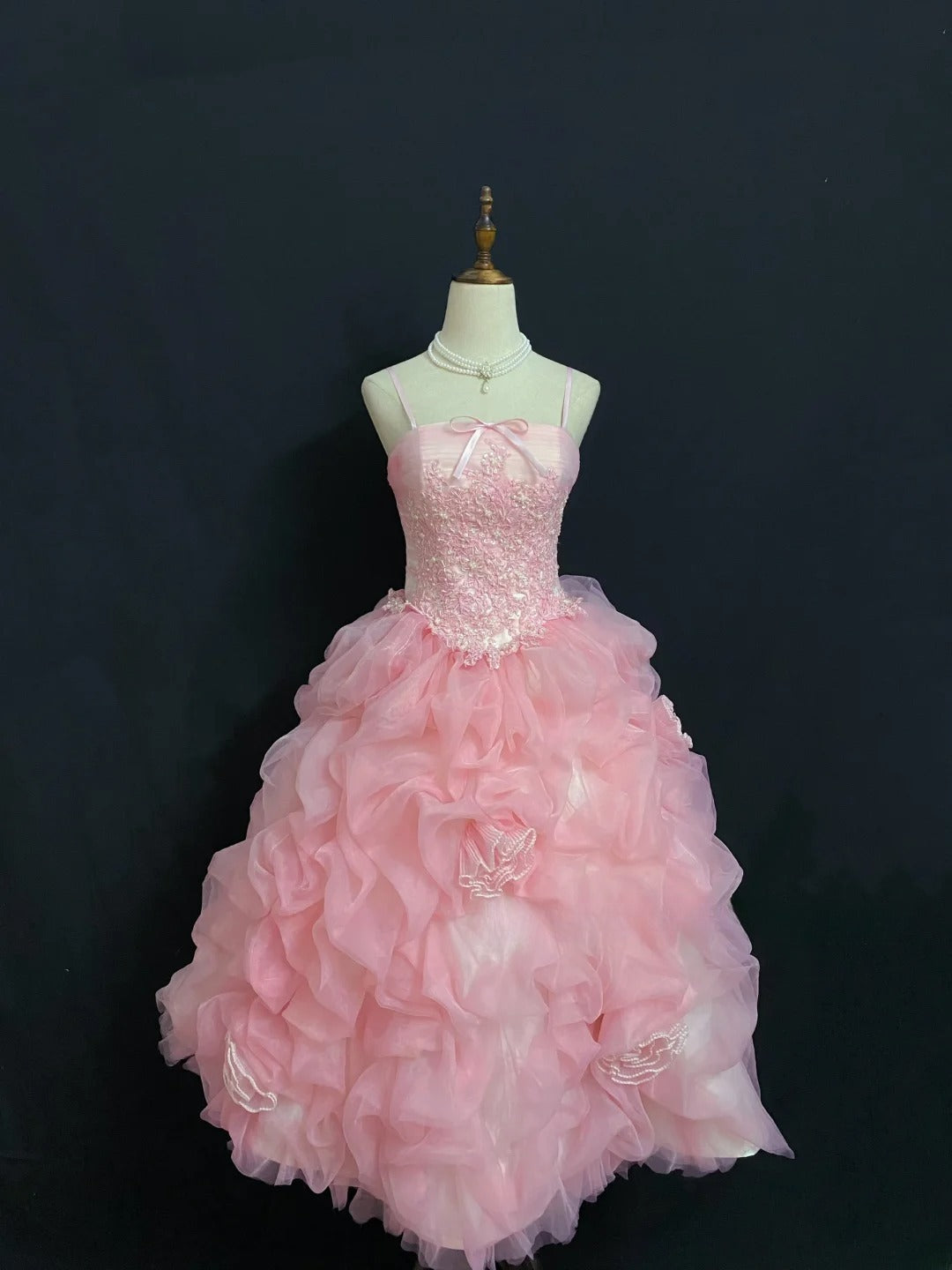 Cute Homecoming Dresses Ball Gown Tea Length Spaghetti Straps Pink Birthday Cocktail Dress Ideas Outfits RB7939