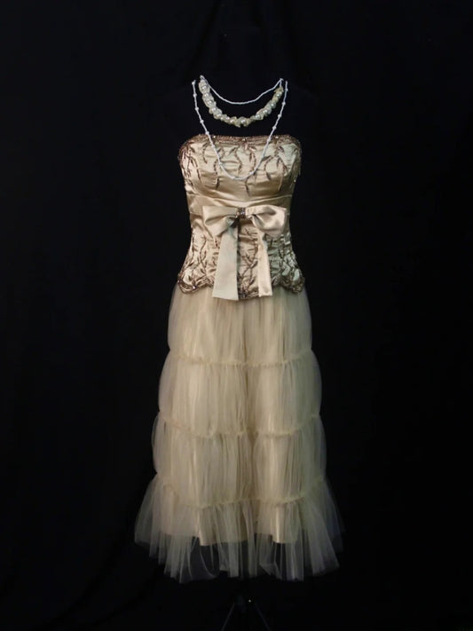 Vintage A Line Strapless Tulle With Beadings 18th Birthday Dress Homecoming Dresses Cocktail Gown AS484