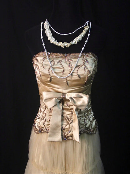 Vintage A Line Strapless Tulle With Beadings 18th Birthday Dress Homecoming Dresses Cocktail Gown AS484