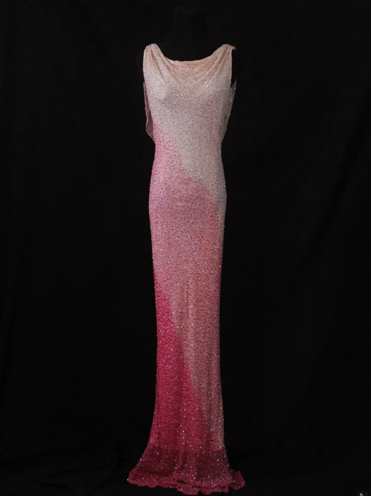 Vintage Mermaid Cowl Neck Pink White 80s With Beadings Bodice Long Prom Dresses Inspo Birthday Outfit Formal Dress For Women AS486