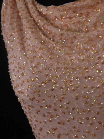 Vintage Mermaid Cowl Neck Pink White 80s With Beadings Bodice Long Prom Dresses Inspo Birthday Outfit Formal Dress For Women AS486