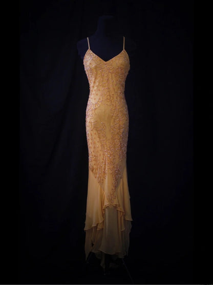 Vintage Mermaid Spaghetti Straps Orange Chiffon 1950s High Low Slim Prom Dresses Inspo 18th Birthday Outfit Formal Gown AS490