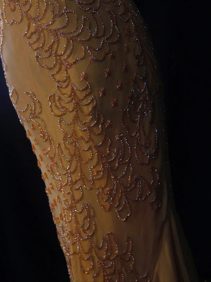 Vintage Mermaid Spaghetti Straps Orange Chiffon 1950s High Low Slim Prom Dresses Inspo 18th Birthday Outfit Formal Gown AS490