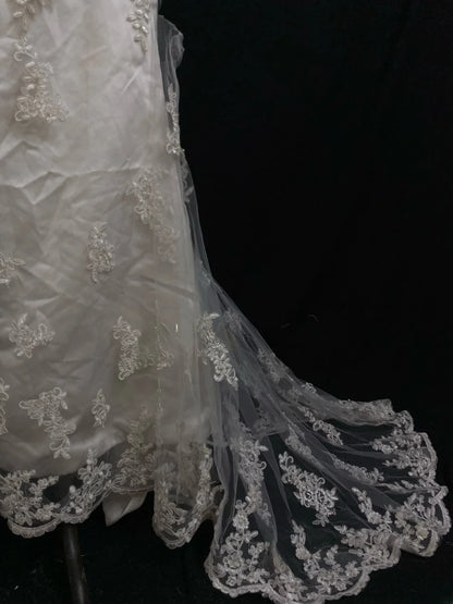 Vintage 80s Mermaid Halter Ivory Lace With Flowers Wedding Veil Brides Gown Bridal Dress Wedding Dresses RB7748