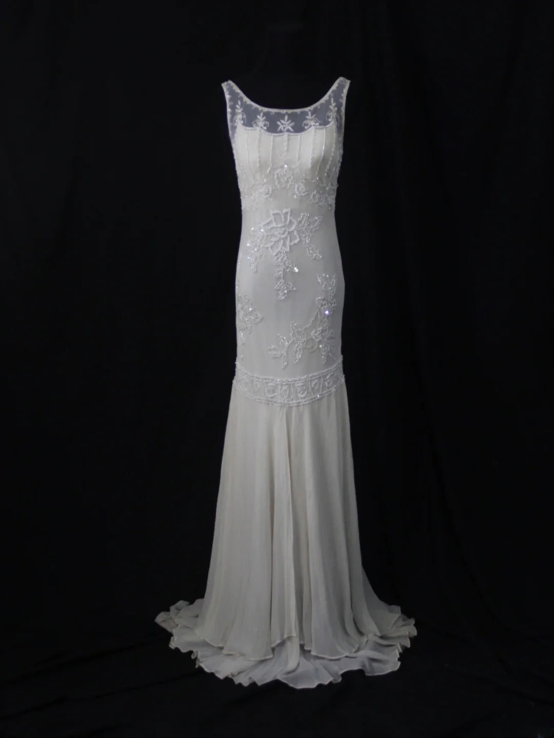 Retro 80s Mermaid Boat White Chiffon With Beadings Long Prom Dresses Inspo 21st Birthday Outfit Formal Dress AS491