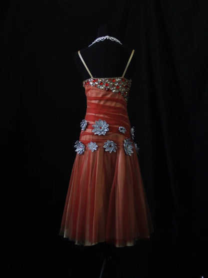 Vintage A Line Spaghetti Straps Tulle With Beadings 16th Birthday Dress Homecoming Dresses Cocktail Gown AS494