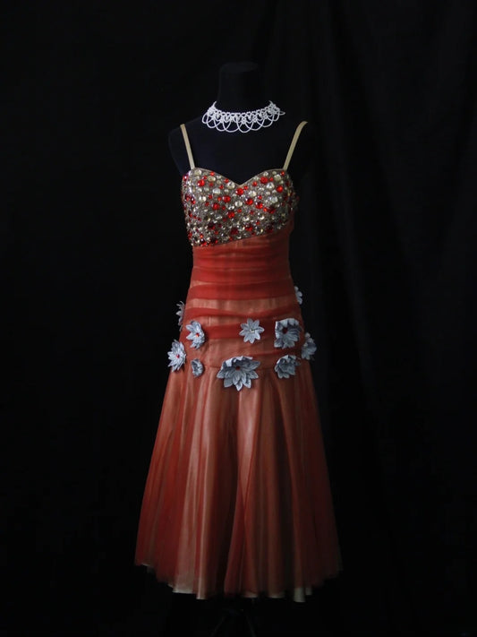 Vintage A Line Spaghetti Straps Tulle With Beadings 16th Birthday Dress Homecoming Dresses Cocktail Gown AS494