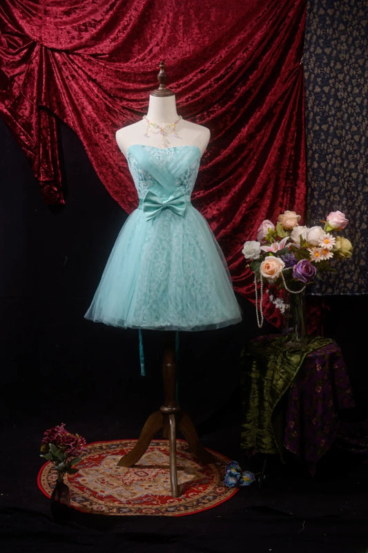 Vintage Ball Gown Sweetheart Blue Tulle Short Birthday Dress Homecoming Dresses Inspo Cocktail Hoco Outfits RB8640