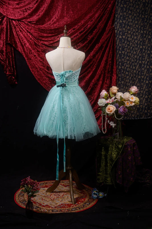 Vintage Ball Gown Sweetheart Blue Tulle Short Birthday Dress Homecoming Dresses Inspo Cocktail Hoco Outfits RB8640