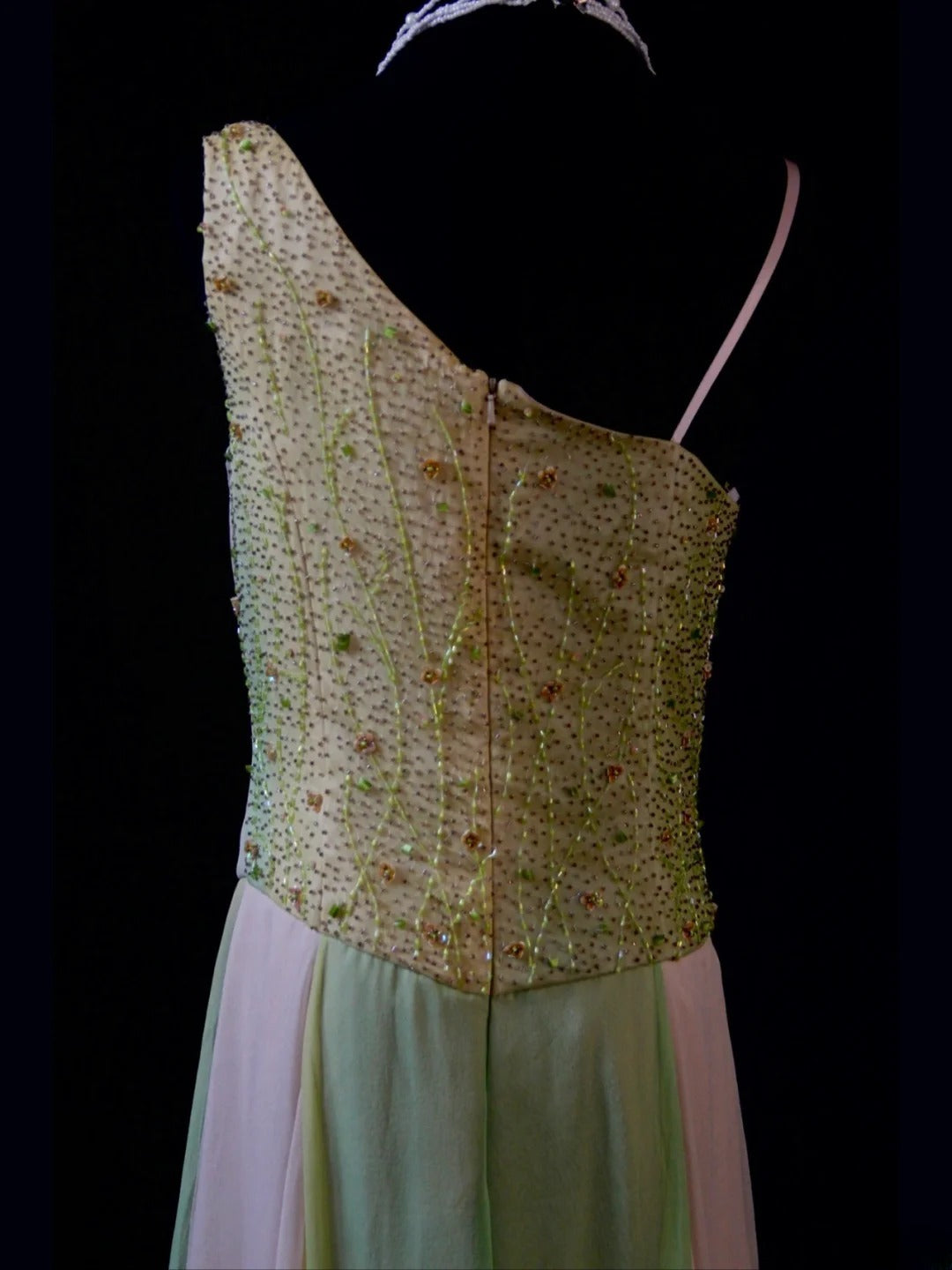 Retro 80s A line Irregular Neck Lilac Green Chiffon With Beadings Prom Dresses Inspo 22th Birthday Outfit Formal Dress AS496