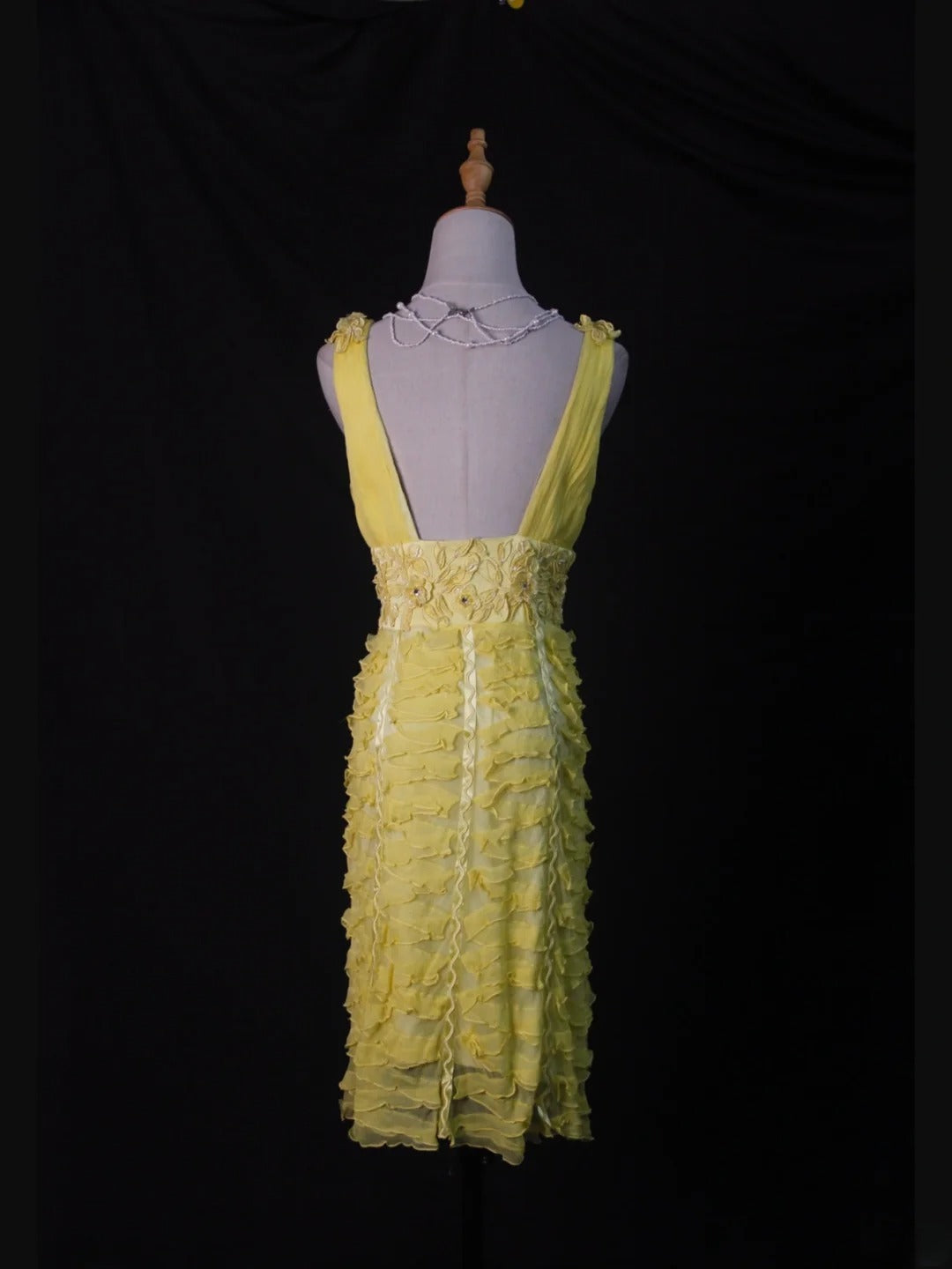 Vintage Sheath V Neck Yellow Tulle With Flowers 18th Birthday Dress Ho – RubyFashionDress
