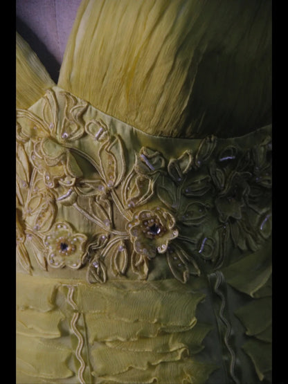 Vintage Sheath V Neck Yellow Tulle With Flowers 18th Birthday Dress Homecoming Dresses Cocktail Gown AS499