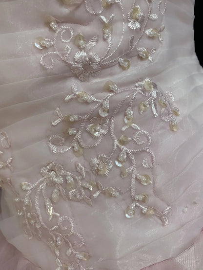 Princesses Fairytale Ball Gown One Shoulder Pink Tulle Long With Lace Long Quince Dress Quinceanera Dresses Formal Birthday Outfits RB7961