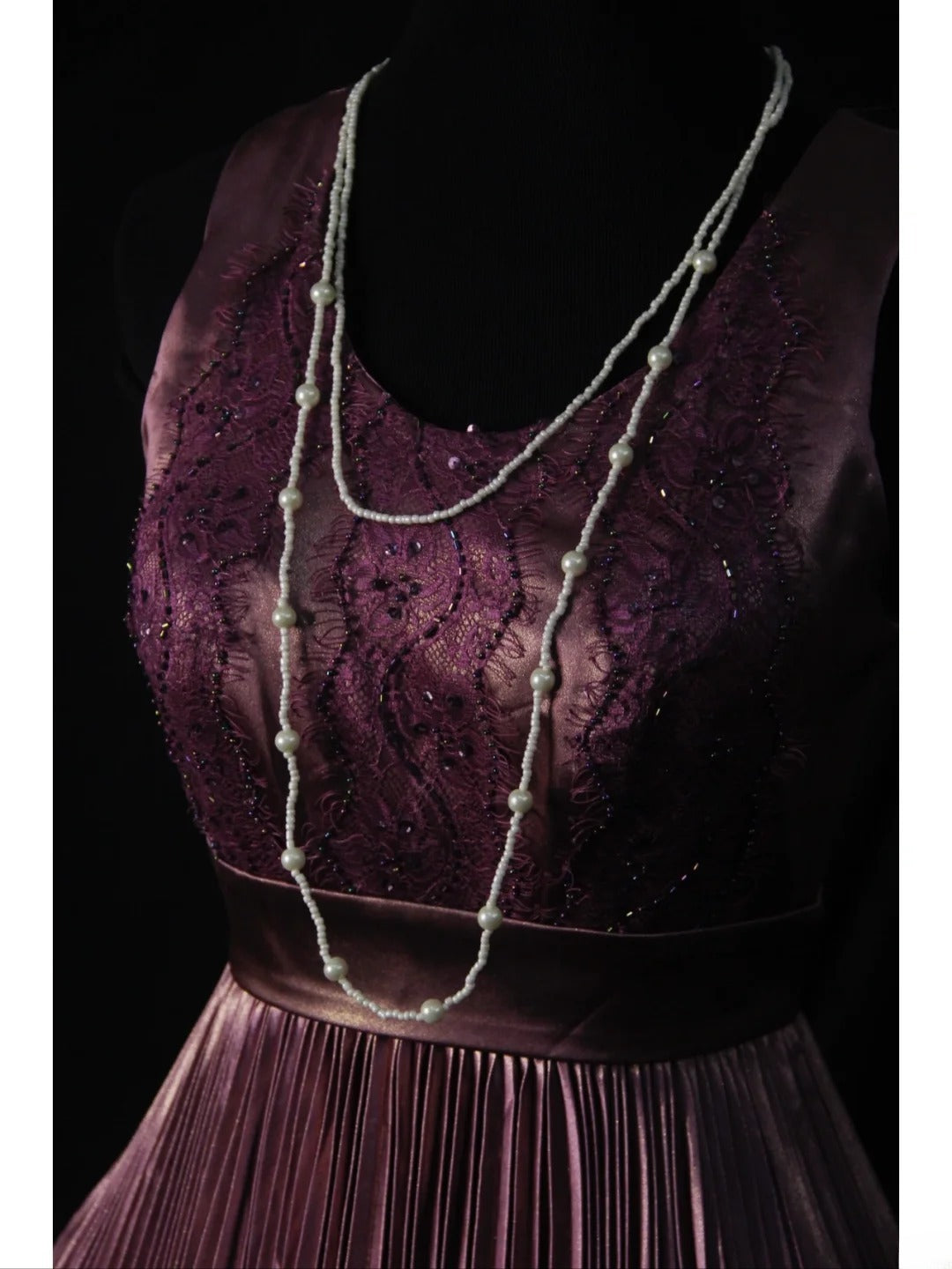Vintage A Line Dusty Purple 1950s With Beads Pleated Bodice Long Prom Dresses Inspo 18th Birthday Outfit Formal Gown AS501