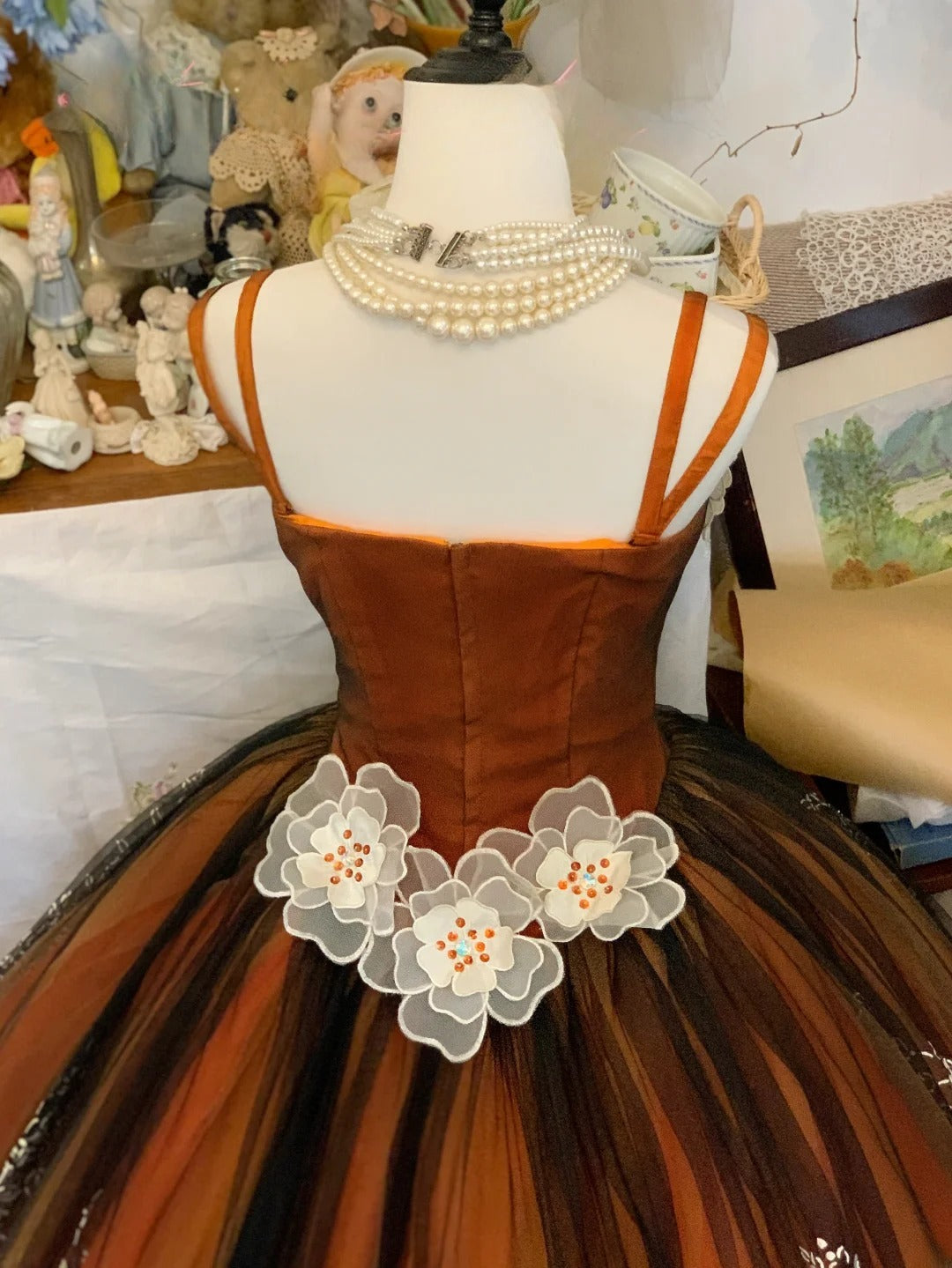 Sweet 16 Dress Ball Gown Spaghetti Straps Tulle Brown Vestido De 15 Sweet Sixteen Dress RB9579