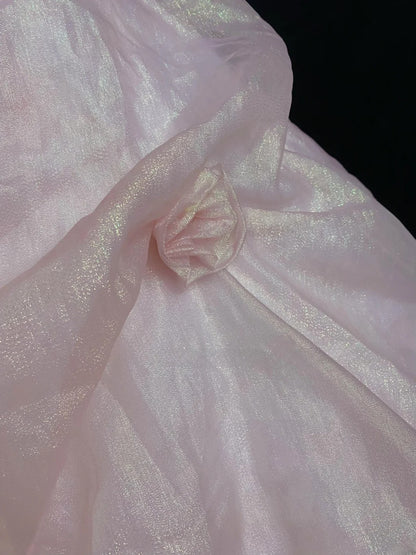 Princesses Fairytale Ball Gown Strapless Pink With Bow Ruffled Quince Dress Quinceanera Dresses Formal 16th Birthday Outfit RB7962